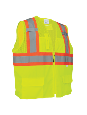 FrogWear® HV Solid and Mesh Polyester High-Visibility Surveyors Safety Vest - GLO-0037