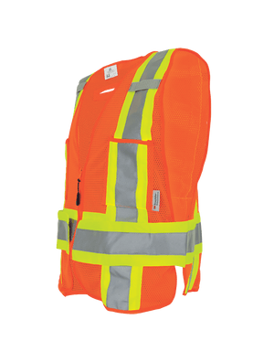 FrogWear® HV High-Visibility Orange Lightweight Mesh Polyester Adjustable Vest - GLO-005ADJ