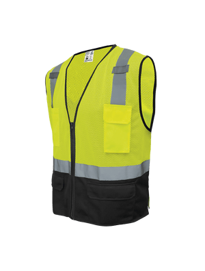 FrogWear® HV High-Visibility Polyester Solid Black Bottom Safety Vest - GLO-019