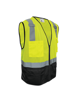 FrogWear® HV High-Visibility Polyester Solid Black Bottom Safety Vest - GLO-019