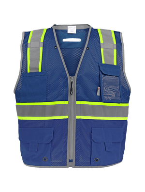 FrogWear® HV Blue Enhanced Visibility Surveyors Safety Vest - GLO-067B