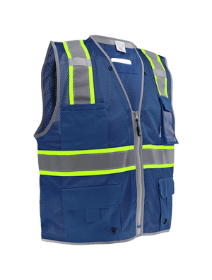 FrogWear® HV Blue Enhanced Visibility Surveyors Safety Vest - GLO-067B