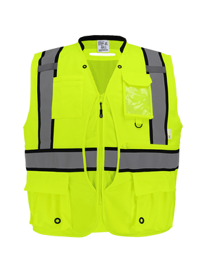 FrogWear® HV High-Visibility "Kitchen Sink" Premium Surveyors Safety Vest, ANSI Class 2 - GLO-088