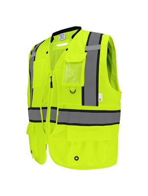 FrogWear® HV High-Visibility "Kitchen Sink" Premium Surveyors Safety Vest, ANSI Class 2 - GLO-088