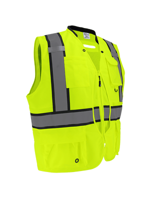 FrogWear® HV High-Visibility "Kitchen Sink" Premium Surveyors Safety Vest, ANSI Class 2 - GLO-088