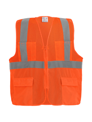 FrogWear® HV High-Visibility Orange Lightweight Mesh Safety Vest, ANSI Class 2 - GLO-270