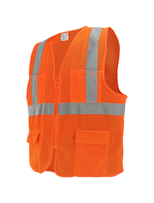 FrogWear® HV High-Visibility Orange Lightweight Mesh Safety Vest, ANSI Class 2 - GLO-270