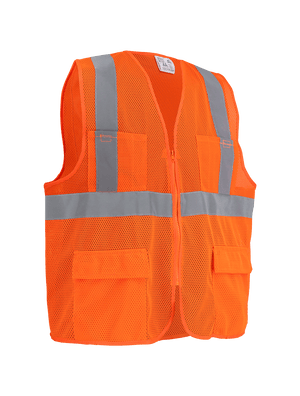 FrogWear® HV High-Visibility Orange Lightweight Mesh Safety Vest, ANSI Class 2 - GLO-270