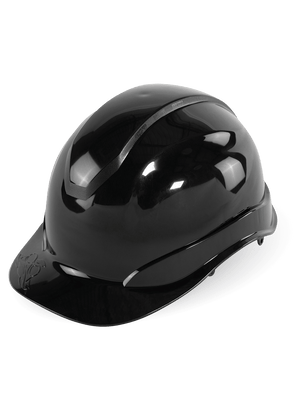 Bullhead Safety™ Head Protection Black Unvented Cap Style Hard Hat With Six-Point Ratchet Suspension - HH-C2-K