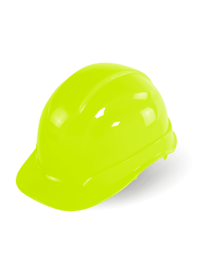 Bullhead Safety™ Head Protection High-Visibility Yellow/Green Unvented Cap Style Hard Hat With Six-Point Ratchet Suspension - HH-C2-YG