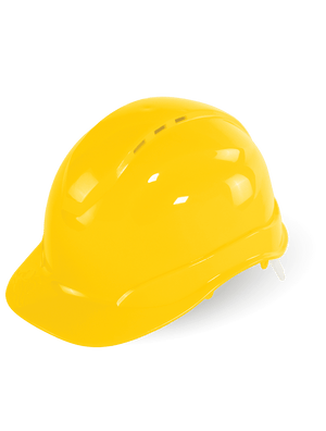 Bullhead Safety™ Head Protection Yellow Vented Cap Style Hard Hat With Six-Point Ratchet Suspension - HH-C3-Y