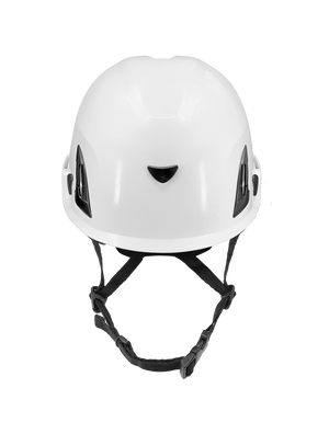 Bullhead Safety™ Head Protection - White Climbing Style Protective Helmet with Six-Point Ratchet Suspension and Four-Point Chin Strap - HH-CH1-W