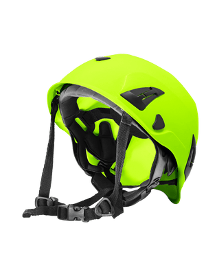 Bullhead Safety™ Head Protection - High-Visibility Yellow/Green Climbing Style Protective Helmet with Six-Point Ratchet Suspension and Four-Point Chin Strap - HH-CH1-YG