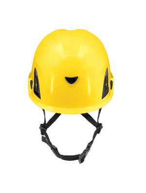 Bullhead Safety™ Head Protection - Yellow Climbing Style Protective Helmet with Six-Point Ratchet Suspension and Four-Point Chin Strap - HH-CH1-Y