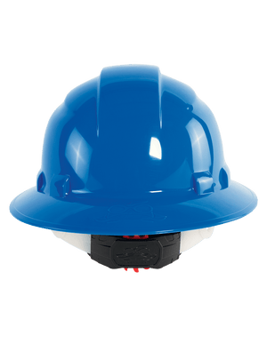 Bullhead Safety™ Head Protection Blue Unvented Full Brim Style Hard Hat With Six-Point Ratchet Suspension - HH-F1-B