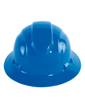 Bullhead Safety™ Head Protection Blue Unvented Full Brim Style Hard Hat With Six-Point Ratchet Suspension - HH-F1-B