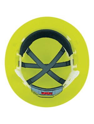 Bullhead Safety™ Head Protection High-Visibility Yellow/Green Unvented Full Brim Style Hard Hat With Six-Point Ratchet Suspension - HH-F1-YG