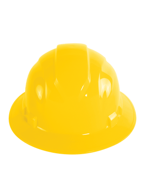 Bullhead Safety™ Head Protection Yellow Unvented Full Brim Style Hard Hat With Six-Point Ratchet Suspension - HH-F1-Y