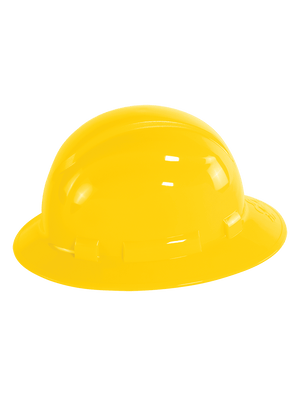 Bullhead Safety™ Head Protection Yellow Unvented Full Brim Style Hard Hat With Six-Point Ratchet Suspension - HH-F1-Y